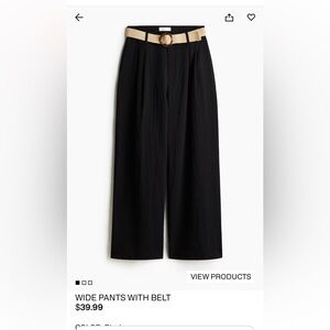 H and M Elegant Black Wide-Leg Pants with Belt